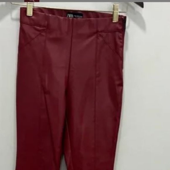 The Row Real Black Leather Pants MINT Shape + BONUS NEW ZARA Red Leather Pants - Picture 7 of 9